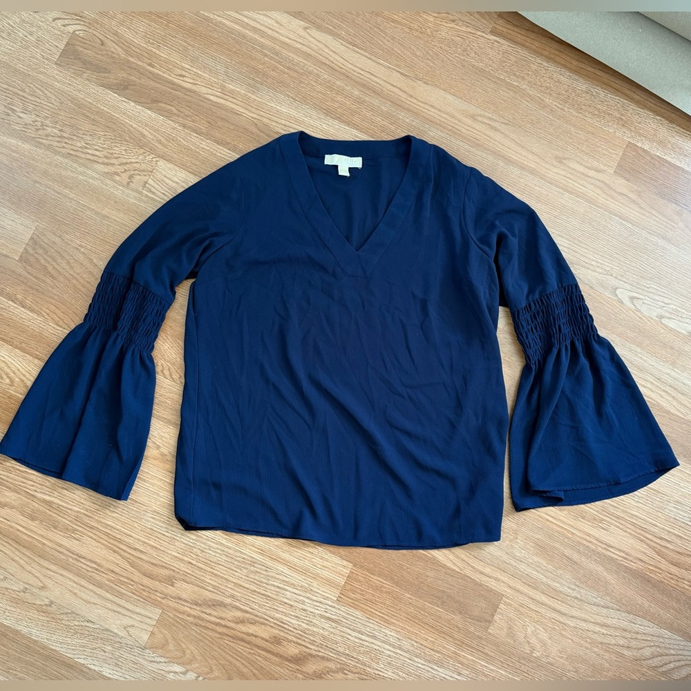 Michael Kors Navy Blouse with Bell Sleeves